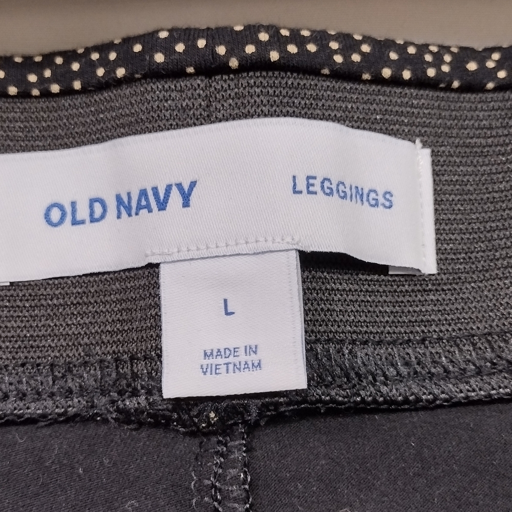 NWT Old Navy Dots Print High Rise Leggings Womens L Black Casual Comfy Sporty - Picture 7 of 9